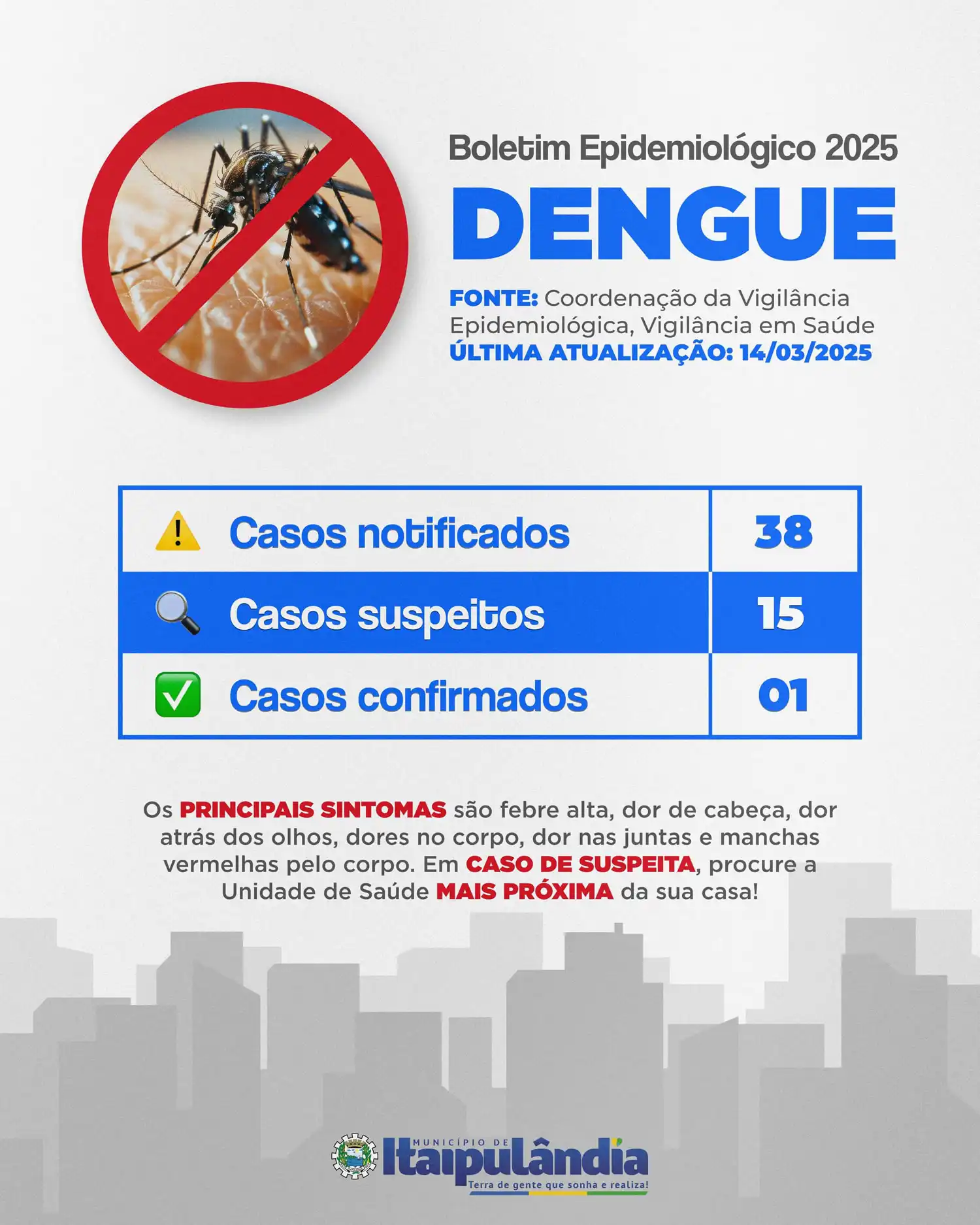 Confira o boletim epidemiológico da dengue