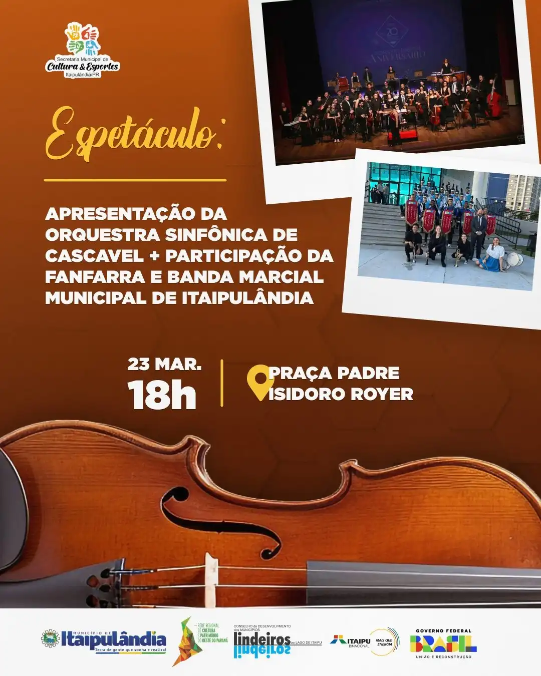 Orquestra Sinfônica de Cascavel se apresenta em Itaipulândia com participação especial da Fanfarra Municipal