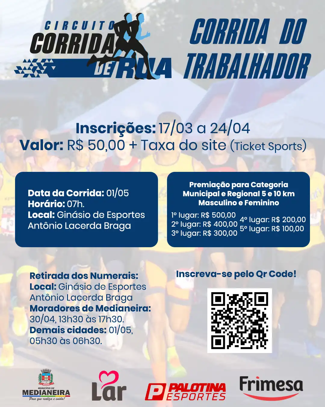 Circuito de Corridas de Rua de Medianeira: Etapa do Trabalhador acontece no dia 1º de maio