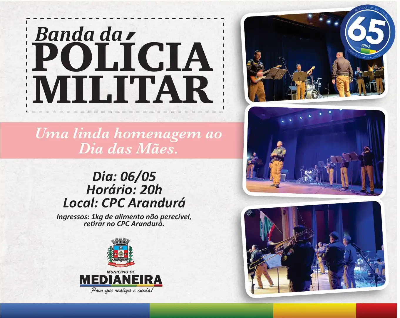 Banda da Polícia Militar realiza apresentação em homenagem ao Dia das Mães