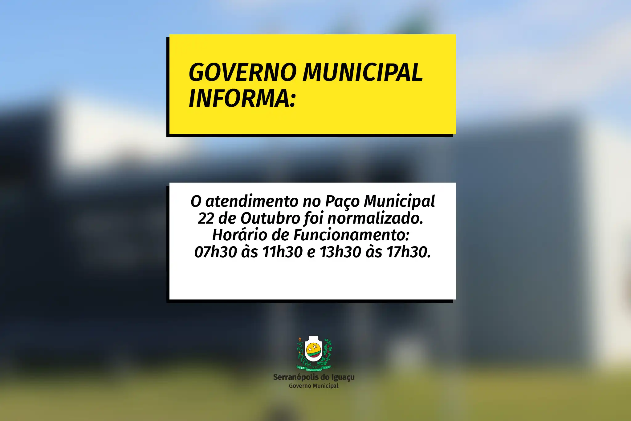 Atendimento no Paço Municipal 22 de Outubro é normalizado