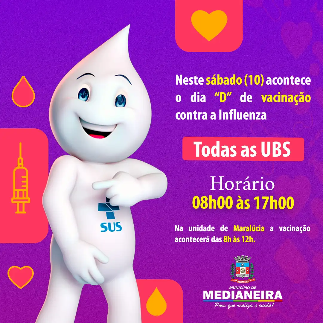 Dia D da Campanha de Vacinação Contra a Influenza acontece neste sábado (10)
