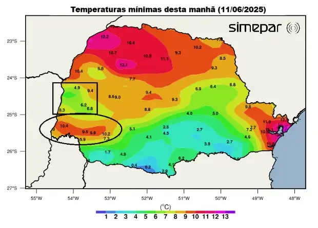 Temperaturas mínimas desta quarta-feira