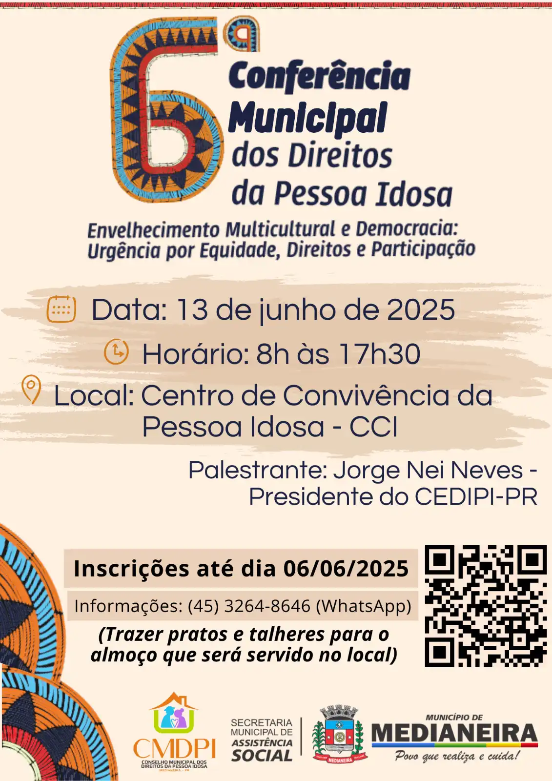 Município de Medianeira e CMDPI realizarão 6ª Conferência Municipal dos Direitos da Pessoa Idosa