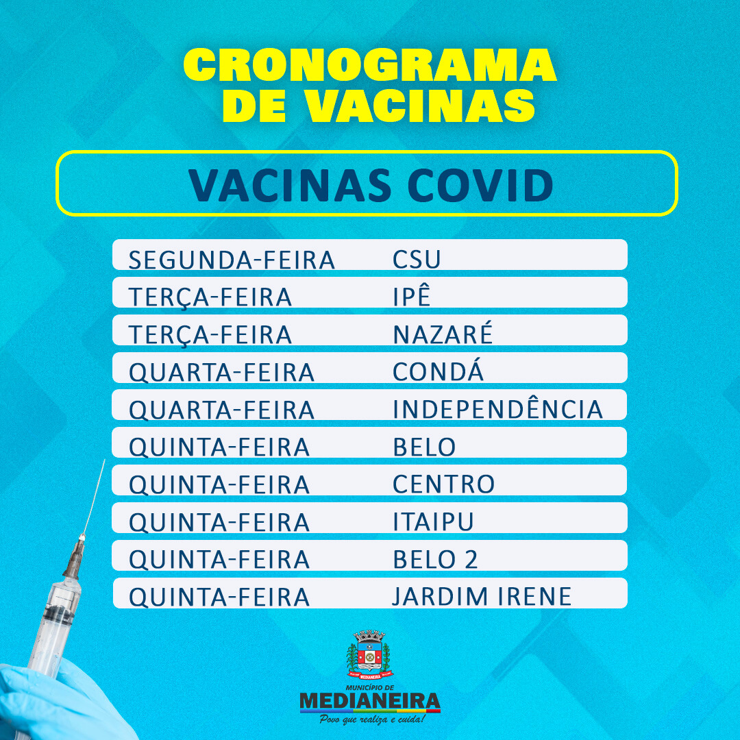 Saiba o cronograma de vacinas das Unidades de Saúde