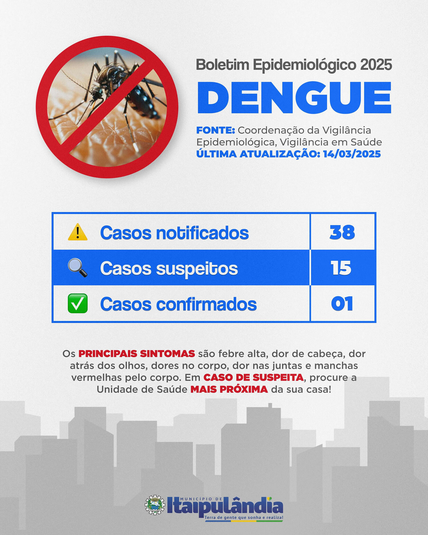 Confira o boletim epidemiológico da dengue