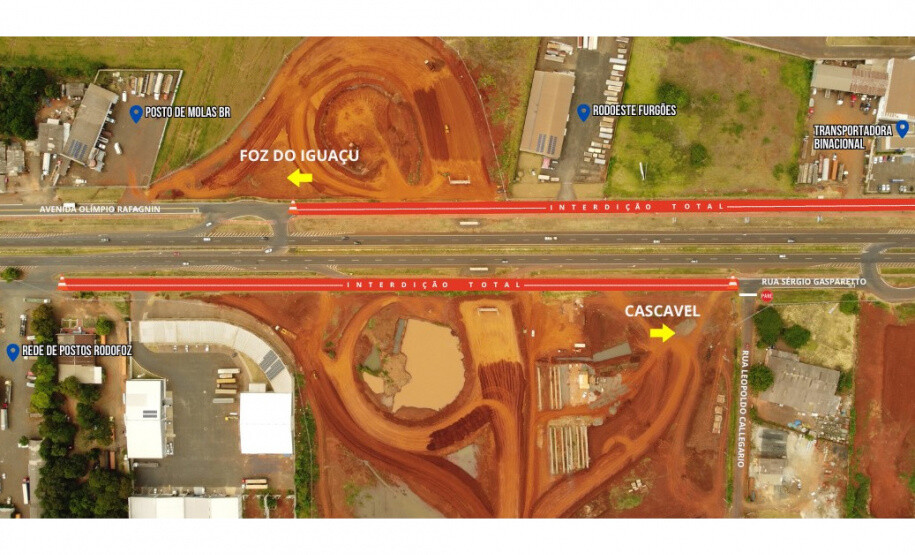 Perimetral Leste: marginais da BR-277 em Foz do Iguaçu serão bloqueadas para obra de viaduto