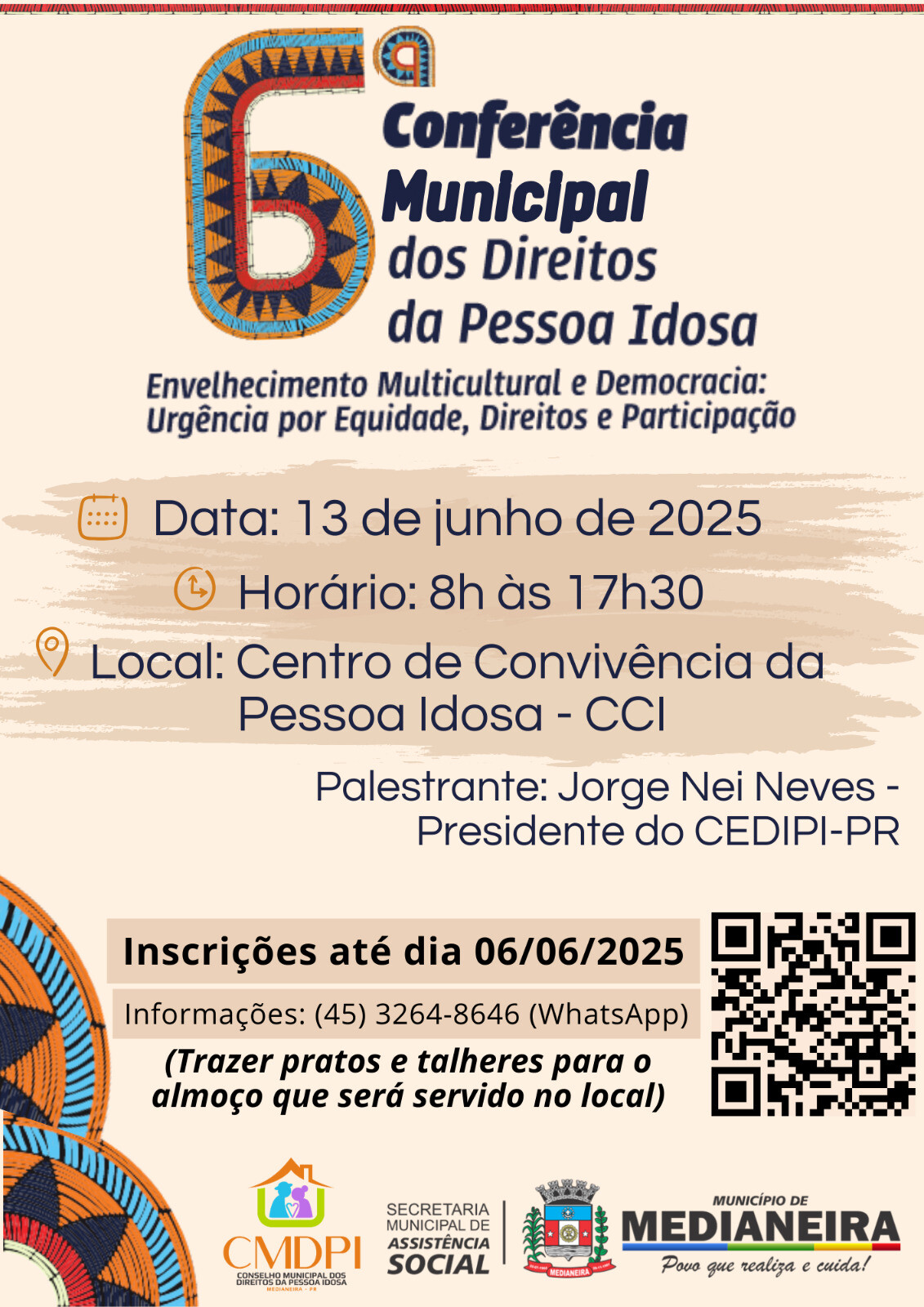 Município de Medianeira e CMDPI realizarão 6ª Conferência Municipal dos Direitos da Pessoa Idosa