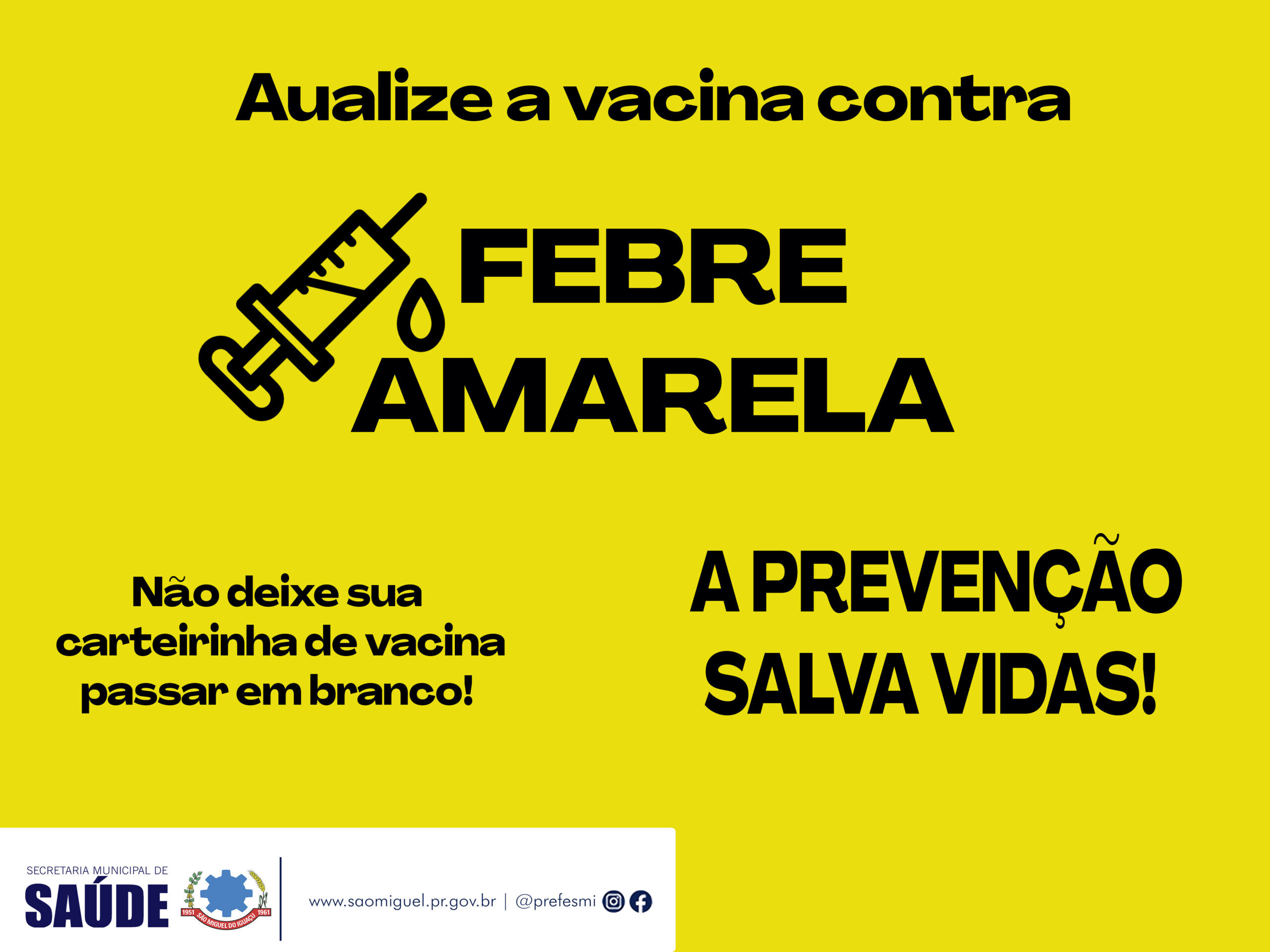 Secretaria de Saúde alerta sobre a importância de atualizar vacina contra febre amarela