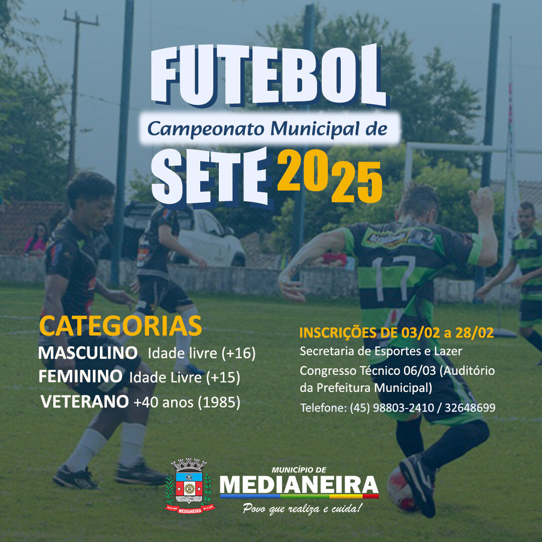 Inscrições para o Campeonato Municipal de Futebol 7 encerram na sexta-feira (28)