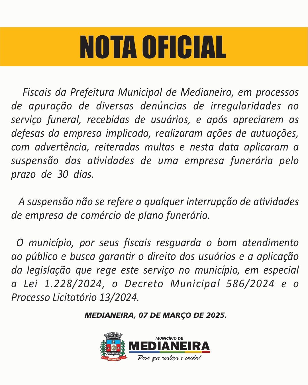 Nota Oficial