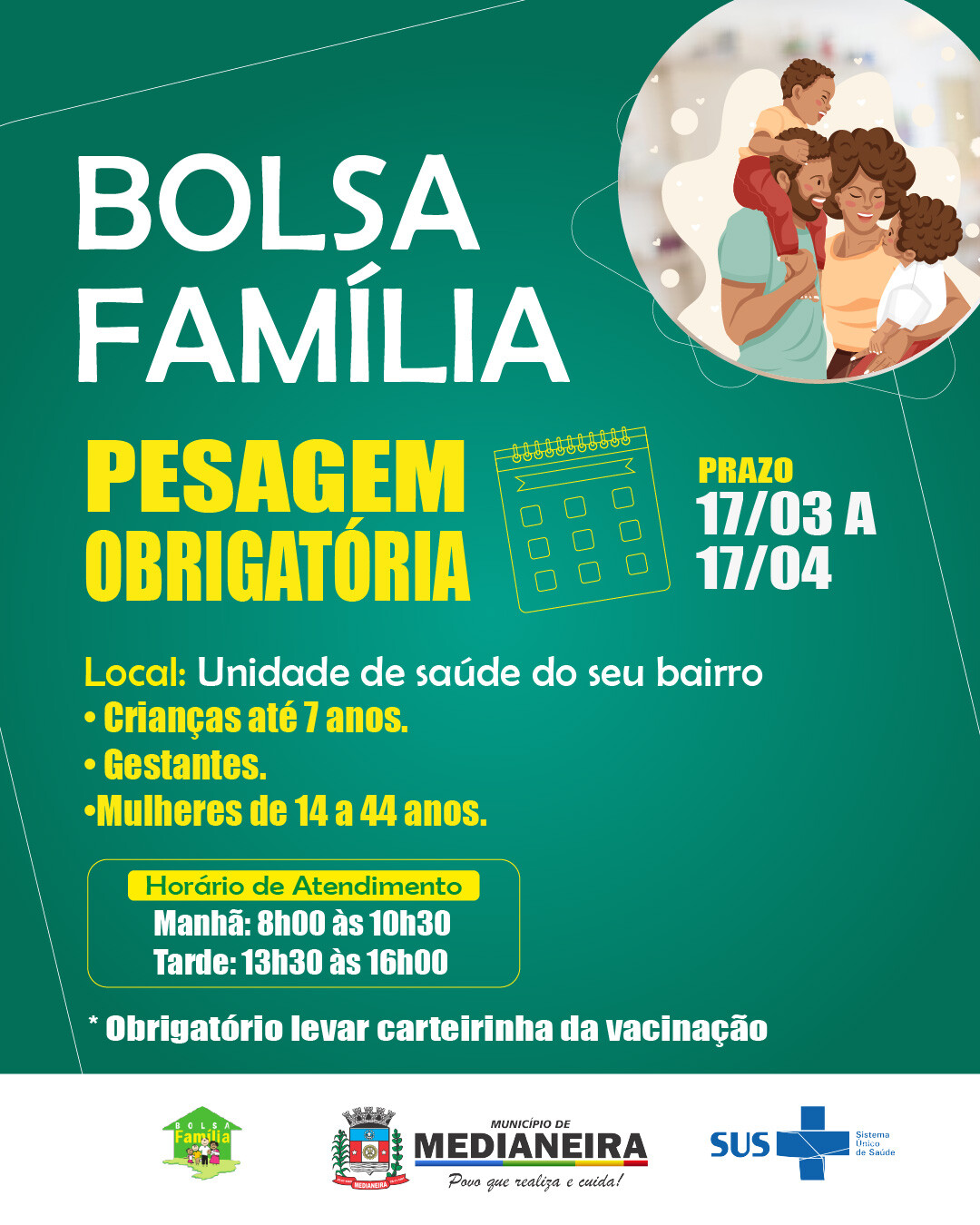 Pesagem do Bolsa Família inicia na próxima semana