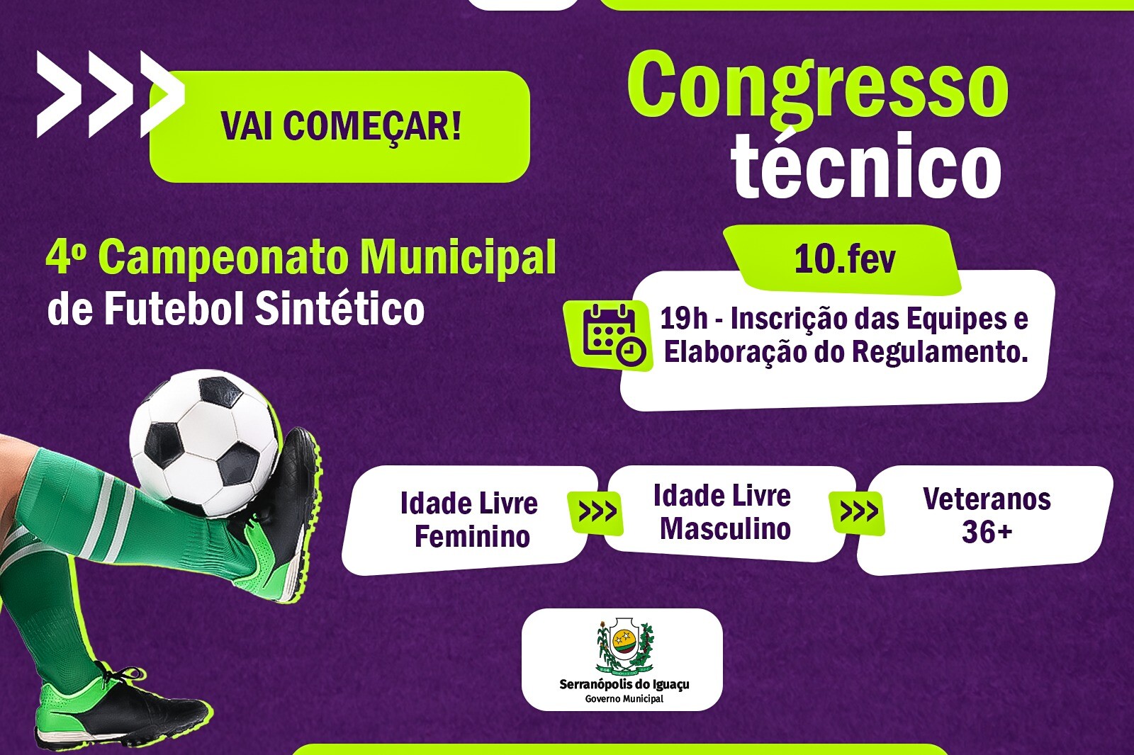 Congresso técnico do 4º Campeonato Municipal de Futebol Sintético será realizado na próxima segunda