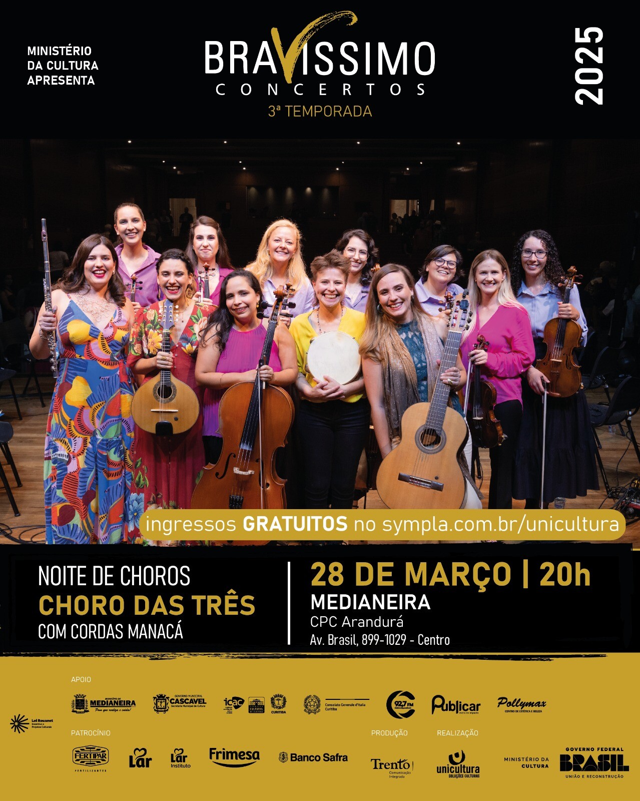 Espetáculo Noite de Choros abre temporada do Bravíssimo Concertos em Medianeira